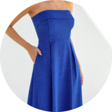 04 vestido midi sem alca pala dobrada azul