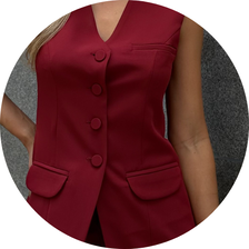 02 conjunto colete alongado com shorts marsala