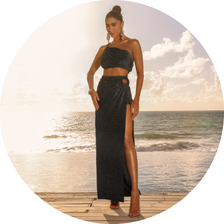 03 vestido longo lurex com hot pants preto