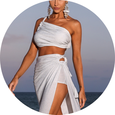 07 vestido longo lurex com hot pants prata