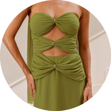 14 vestido longo torcido frente com argolas laranja