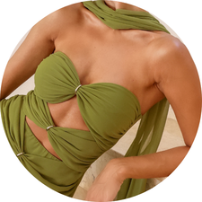 16 vestido longo torcido frente com argolas laranja