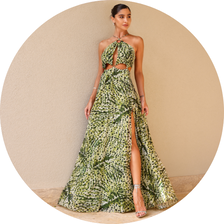 01 vestilo longo estampado com argola verde