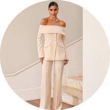 21 conjunto alfaiataria ombro a ombro azul