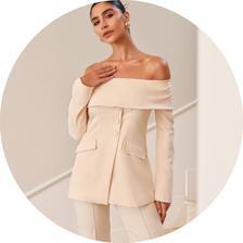 22 conjunto alfaiataria ombro a ombro azul