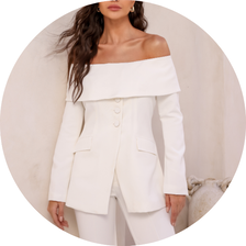 25 conjunto alfaiataria ombro a ombro azul