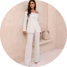 28 conjunto alfaiataria ombro a ombro azul