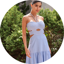 02 vestido longuete detalhe pesponto azul claro