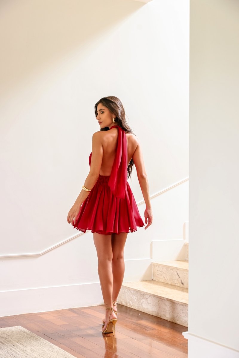 Vestido Macaquinho Frente Única Vermelho DOT