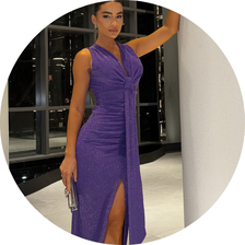 02 vestido longuete lurex fenda fontal roxo