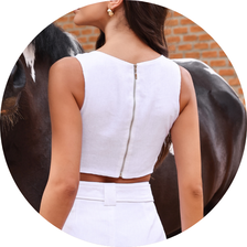 02 conjunto cropped e calca de linho off white