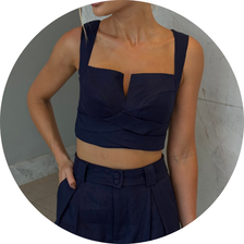 13 conjunto cropped e calca de linho off white