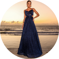 06 vestido longo plissado alca fina marinho