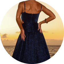 07 vestido longo plissado alca fina marinho