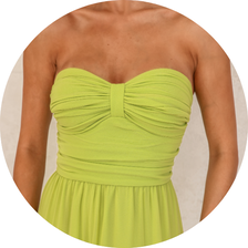 22 vestido longo sem alca camadas verde lima