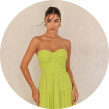 23 vestido longo sem alca camadas verde lima