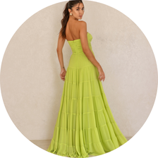 25 vestido longo sem alca camadas verde lima