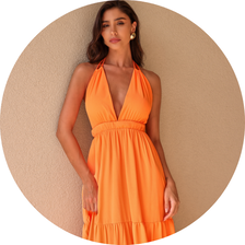 09 vestido longo frente unica detalhe cordao laranja