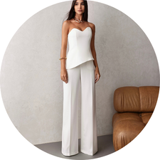 21 conjunto blusa sem alcas com calca azul marinho