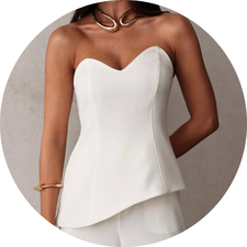 23 conjunto blusa sem alcas com calca azul marinho