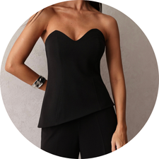 25 conjunto blusa sem alcas com calca azul marinho