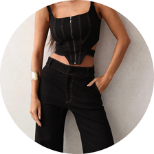 12 conjunto top com calca detalhe pesponto off white