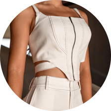 16 conjunto top com calca detalhe pesponto off white