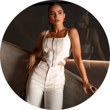 18 conjunto top com calca detalhe pesponto off white