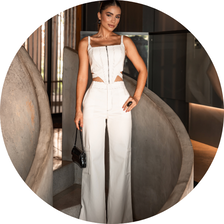 19 conjunto top com calca detalhe pesponto off white