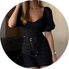 01 conjunto short saia com argola preto