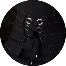 02 conjunto short saia com argola preto