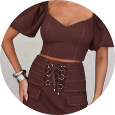 05 conjunto short saia com argola preto