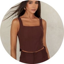 14 conjunto calca carrot pesponto marrom