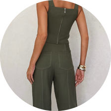 19 conjunto calca carrot pesponto marrom