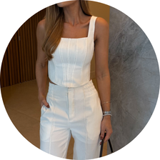 24 conjunto calca carrot pesponto marrom