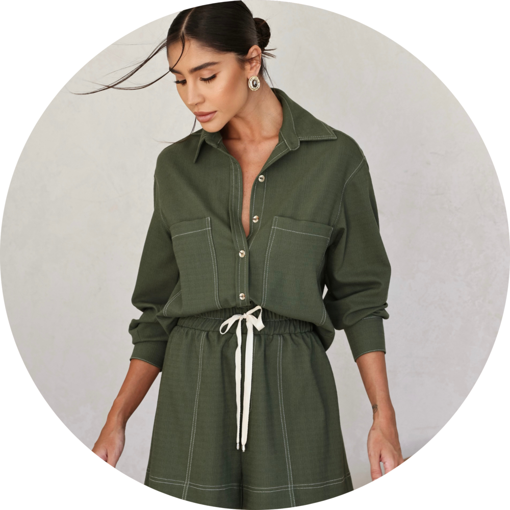 02 conjunto max camisa e shorts verde militar