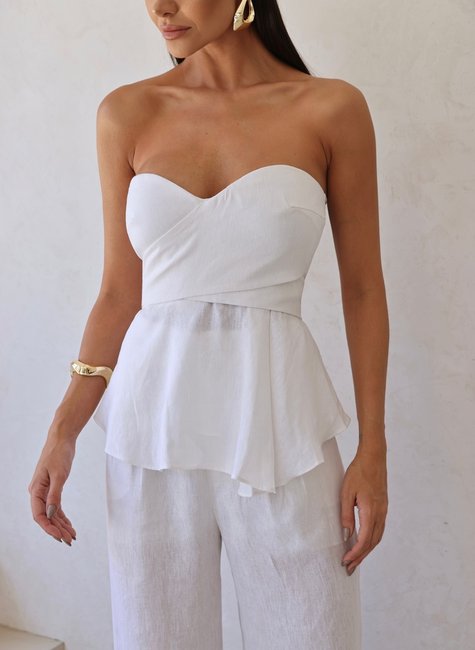 Conjunto Blusa Peplum E Pantalona Off White - DOT