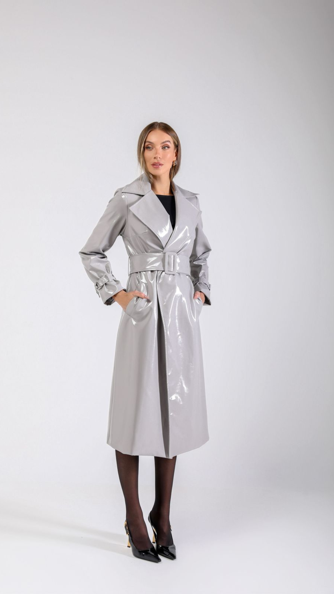 Trench Coat Vinilico Cinza - DOT