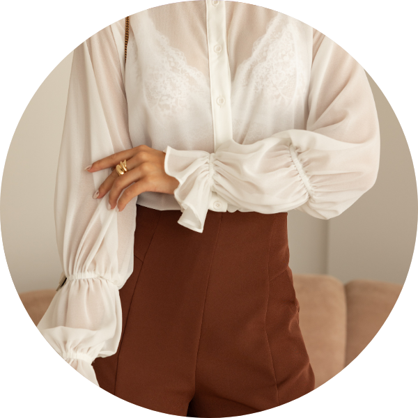 Camisa Chiffon Detalhe Elástico Off White - DOT
