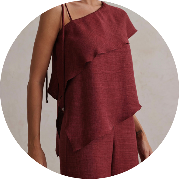 03 conjunto blusa assimetrica vinho