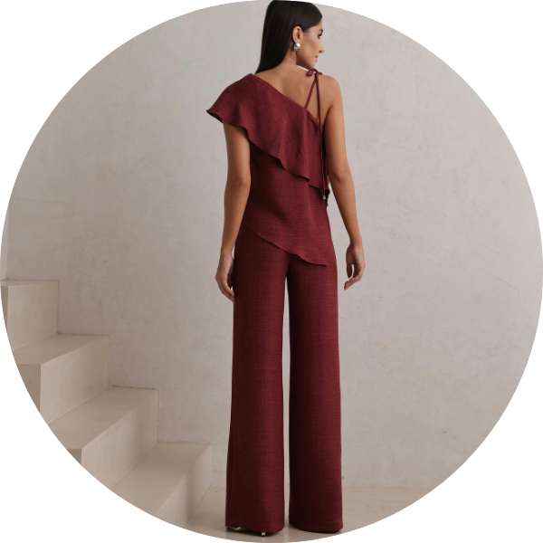 04 conjunto blusa assimetrica vinho