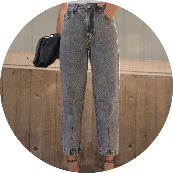 01 calca jeans mom preta