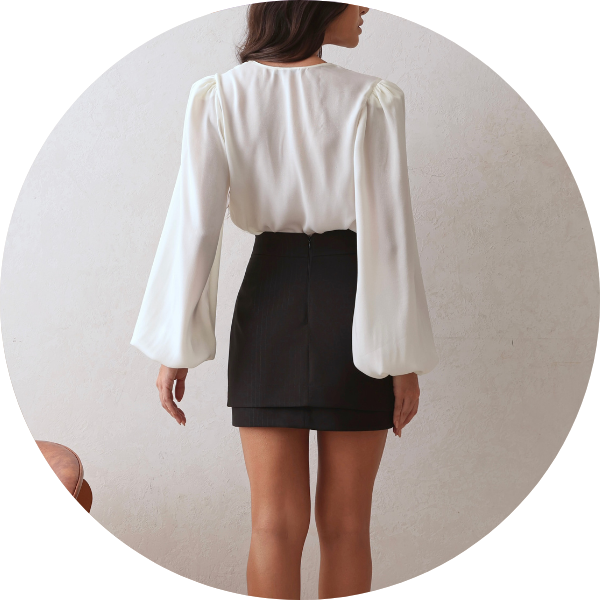 02 short saia envelope risca de giz preto