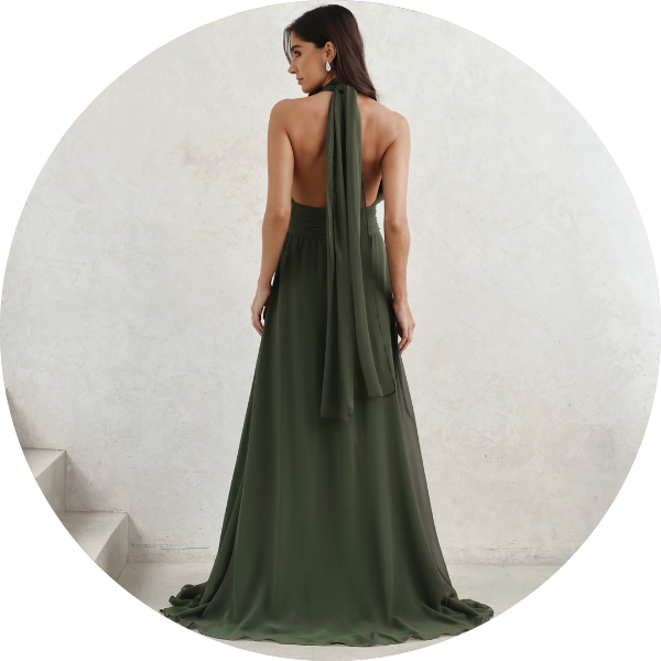 Vestido Longo Fivela Orgânica Verde Musgo - DOT