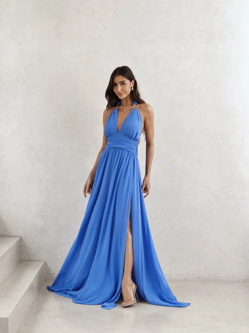 Vestido Longo Fivela Orgânica Verde Musgo - DOT