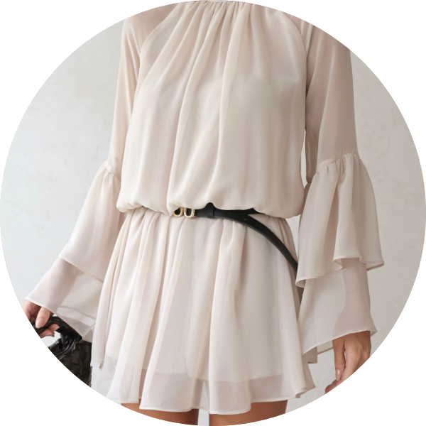 02 vestido manga babado areia