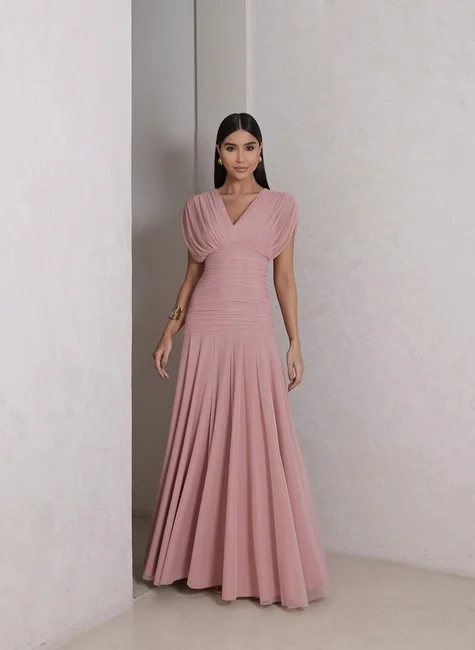 Vestido Tule Ombro A Ombro Rosê DOT - Main Image