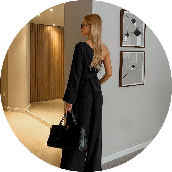 07 conjunto pantalona blusa um ombro preto