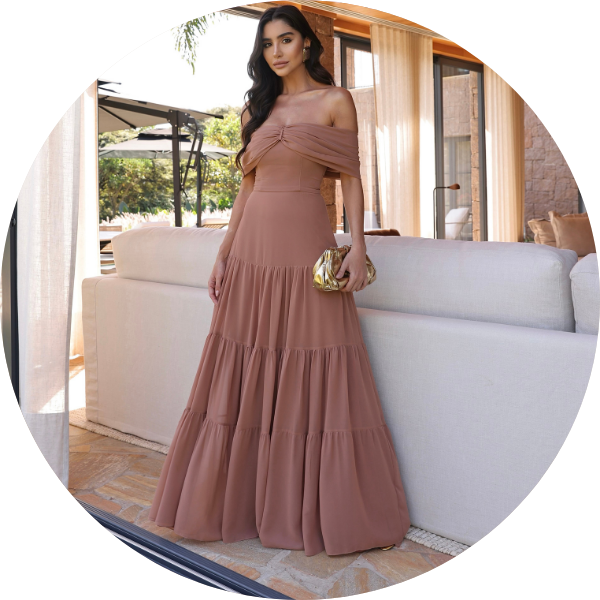 01 vestido longo saia camadas rosa seco