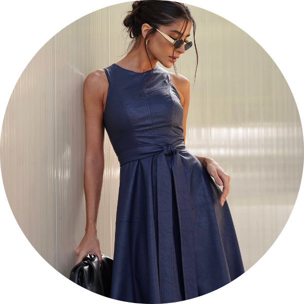 11 vestido longuete courino preto